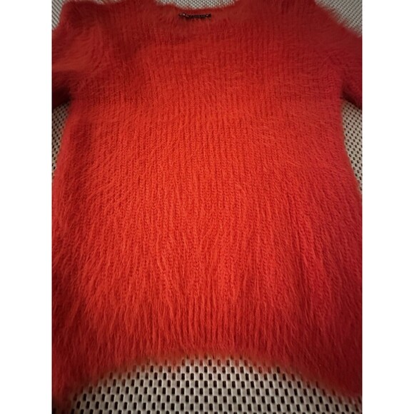 Zara Fuzzy Furry Red Orange Sweater Women M (small) Open Back Cut Out Soft - Picture 10 of 12